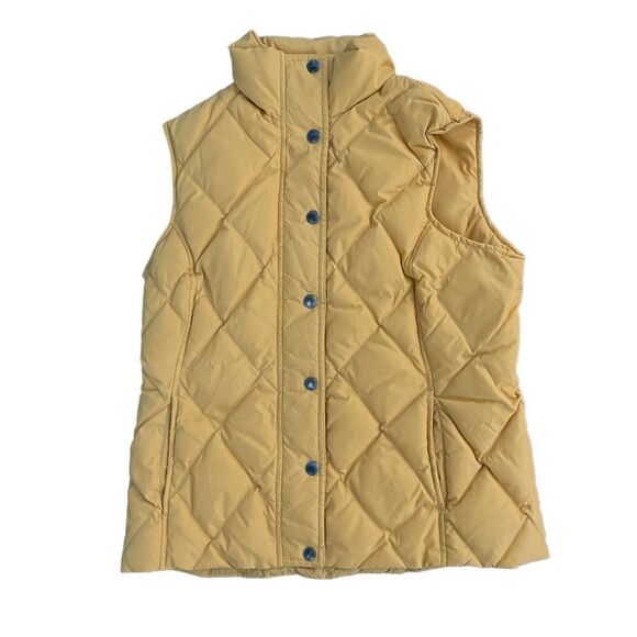 Lands' End Puffer Vest Down Filled Diamond Quilt Mineral Yellow Women's XS 2-4 - Picture 2 of 9